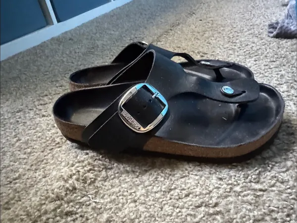 Birkenstock Black Big Buckle Gizeh Thong Sandals - Image 2