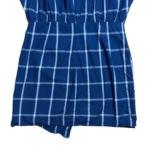 Zara trf Dark Blue Windowpane Cotton Mini Dress Women’s US M - Image 8