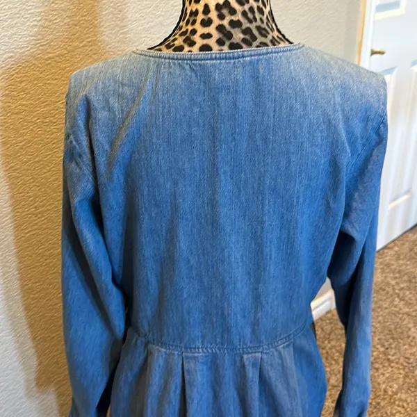 Women’s Vintage Lands' End long-sleeve denim maxi prairie dress - Image 11