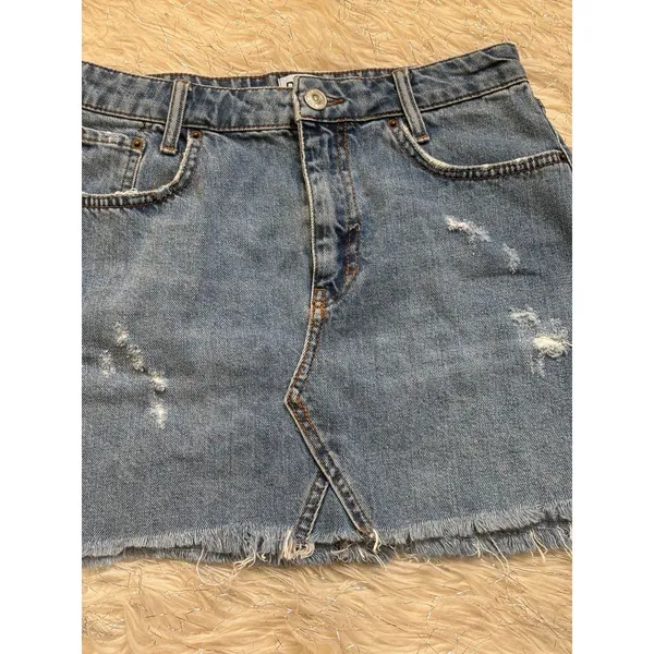 BDG Urban Outfitters Women’s Blue Distressed Denim Skirt Size M - Image 12