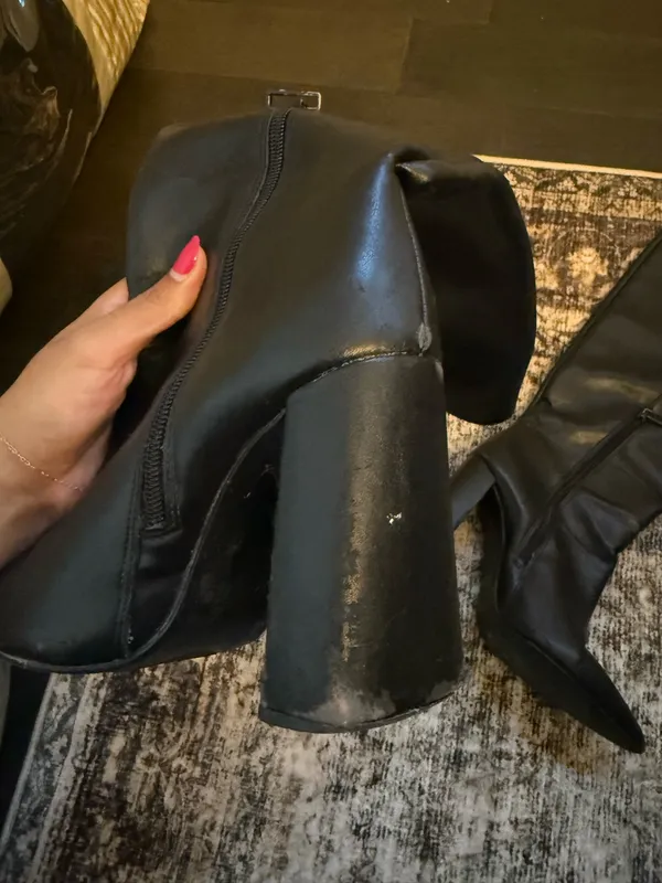 ZARA Black Knee-High Leather Boots - Image 10