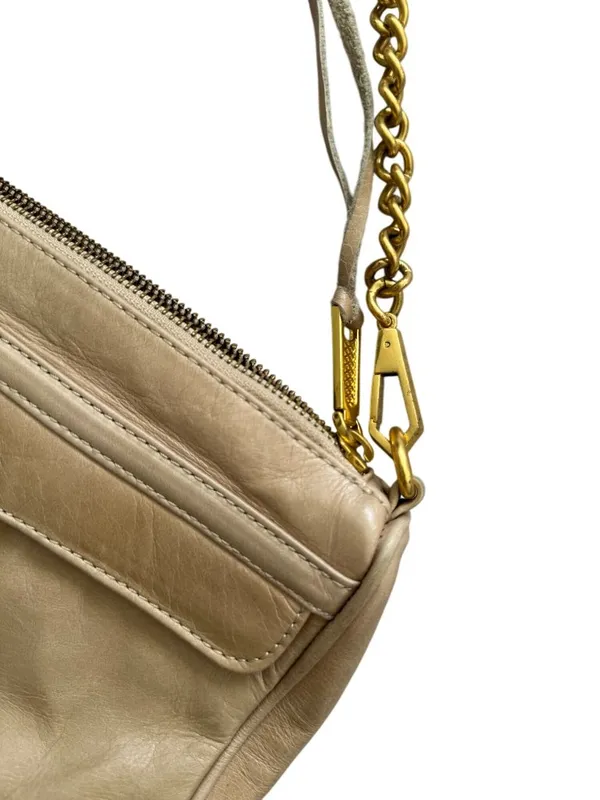 REBECCA MINKOFF Tan Gold Leather MAC Crossbody Bag - Image 12