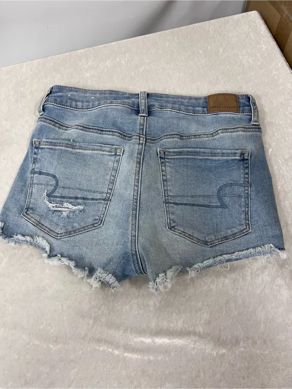 American Eagle Outfitters Light Blue Distressed Denim Shorts stretch size 6 - Image 9