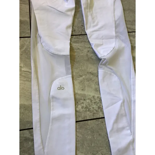 Alo Yoga Moto Mesh Panel Leggings White Womens Medium W5434R - Image 3