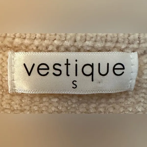 Vestique Boutique Cropped Tie V-neck Cinched Tan Sweater Women's Sz Small - Image 7