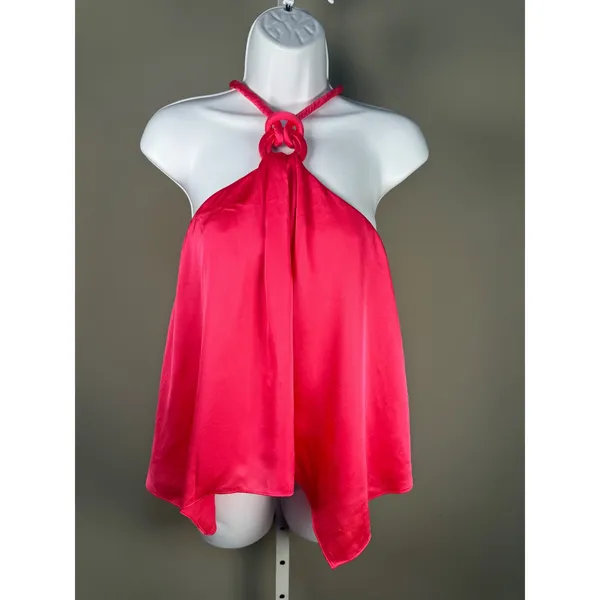 DO+BE Pink‎ Satin Halter Top Barbiecore Coquette Party Going Out Blouse - Image 2