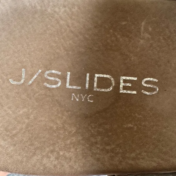 J/Slides NYC Womens 8.5 Taupe Snakeskin Embossed Leather Platform‎ Slide Sandals - Image 8