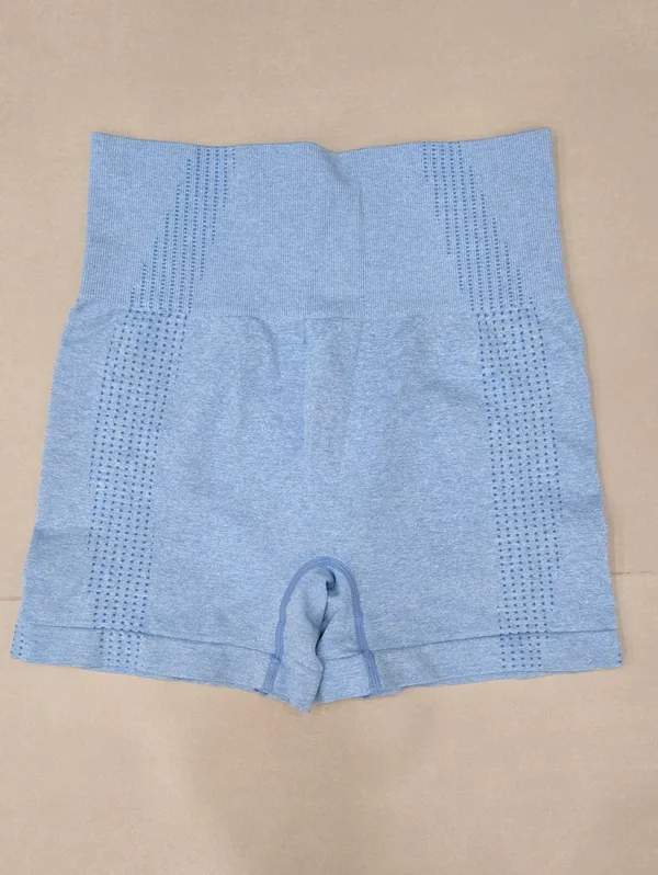 Gymshark Seamless Light Blue Sports Bra & High-Waist Shorts Set Size S - Image 3