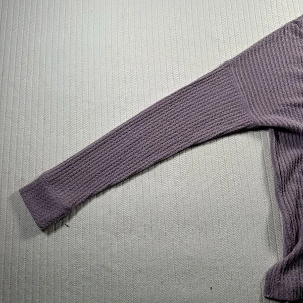 American Eagle Women S Purple Waffle Knit Over Sized Long Sleeve Thermal Tunic - Image 2