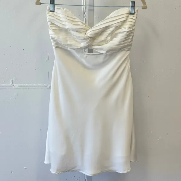 Princess Polly Shellie Mini‎ Dress White Satin Party Sz 8 - Image 2