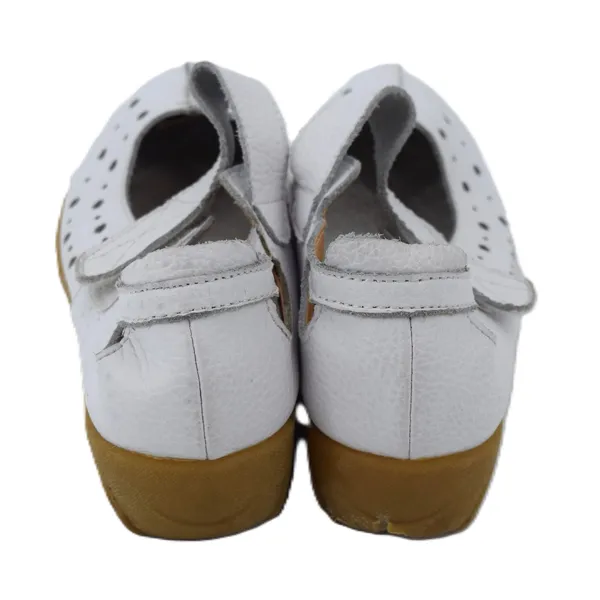 Unbranded Mary Jane Flats Women 39 White Good Perforated Leather Low Wedge Strap - Image 4