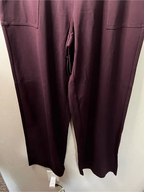 Max Studio London Wide Leg Pull On Burgundy Comfy Pants NWT M - Image 4