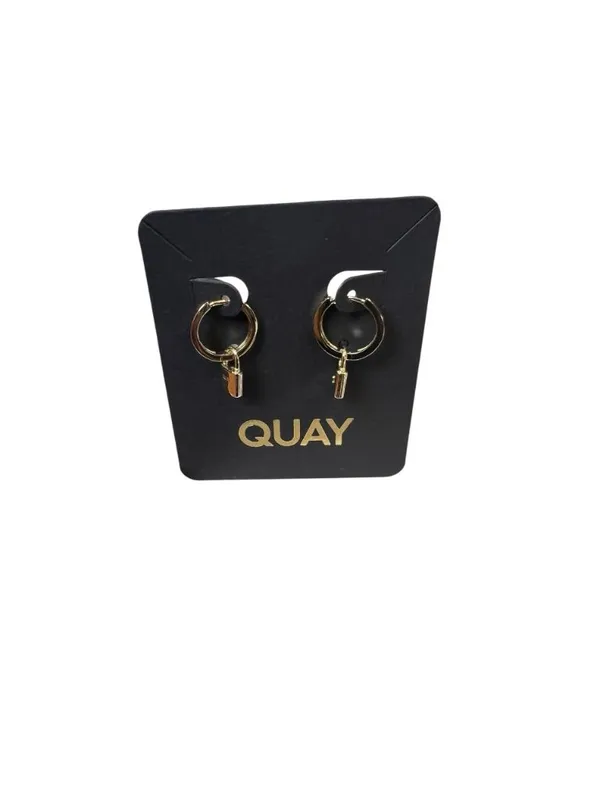 Quay Australia On Lock Huggies Earrings Gold Hoops Minimalist Statement NEW - Image 4