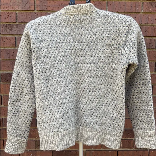 Vintage 80s LL Bean Wool Nordic Knit Snowflake Button Cardigan Sweater Medium - Image 5
