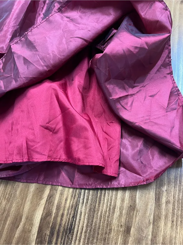 Lulus Poised Passion Wine Red Taffeta Pleated Ruffle Midi Dress Size XS NWT - Image 6