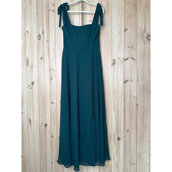 NWT Lulus Love Me Forever Emerald Green Square Neck Maxi Dress Holiday Banquet L - Image 2