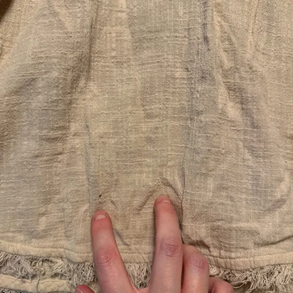 Free People Boho Frayed Gauze Peasant Blouse Top Beige Women Size Medium - Image 3
