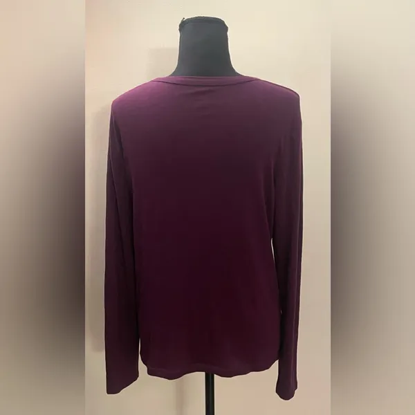 a new day- Burgundy Long Sleeve Blouse Size L - Image 4