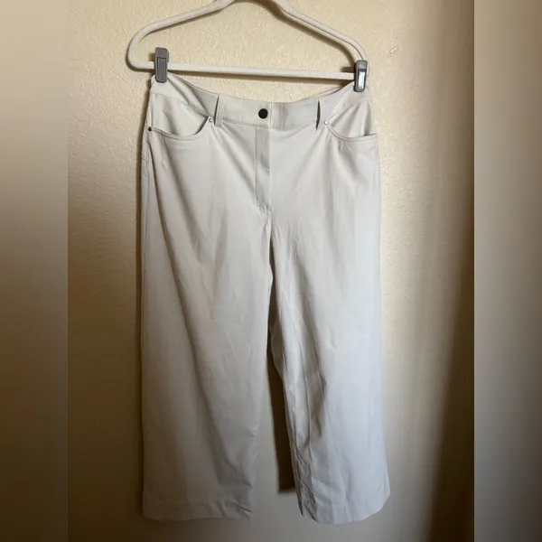 Lululemon City Sleek 5 Pocket Wide Leg HR 7/8 Pant‎ Sz 32 White Opal Plus Size - Image 2