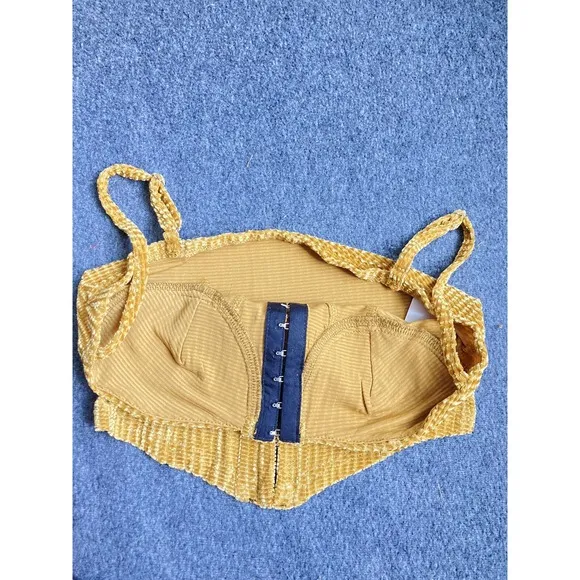 Corduroy‎ Bustier Camisole Top XS Half-Cup Design Adjustable Straps Retro New - Image 6