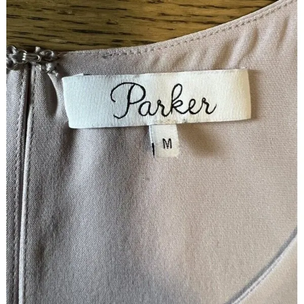 Parker Size Medium Beige Silk Party Cocktail Mini‎ Slip Dress Formal - Image 4