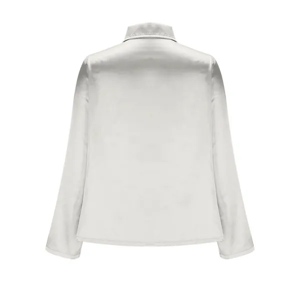 Off White Satin Cowl Neck Long Sleeve Blouse Pointed Collar Elegant Top XL - Image 3