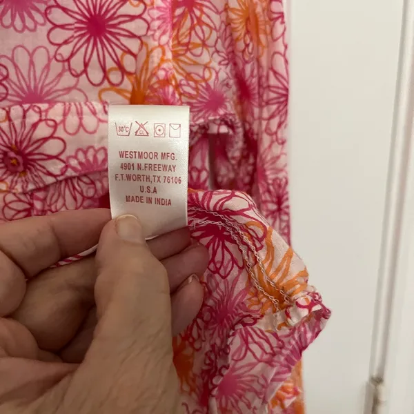 Panhandle Slim Pink and Orange Floral Button Down Shirt Size S - Image 5
