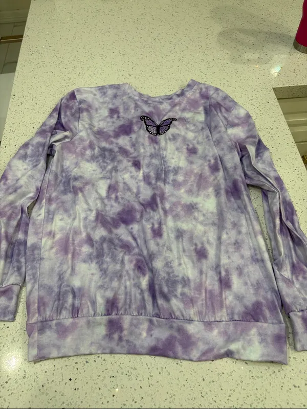 Women’s Purple Tie-Dye Butterfly jogger Set size med - Image 3