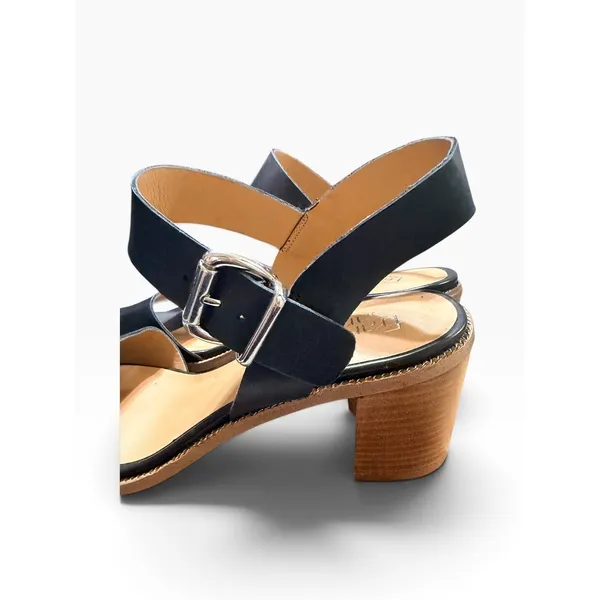 Franco Sarto Harlie Black Leather Block Heel Ankle Strap Sandals Womens 11M - Image 4