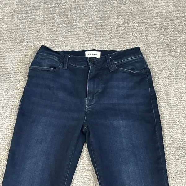 Frame Le Pixie High Rise Flare Jeans Womens 27 Dark Wash Blue Denim Stretch - Image 2
