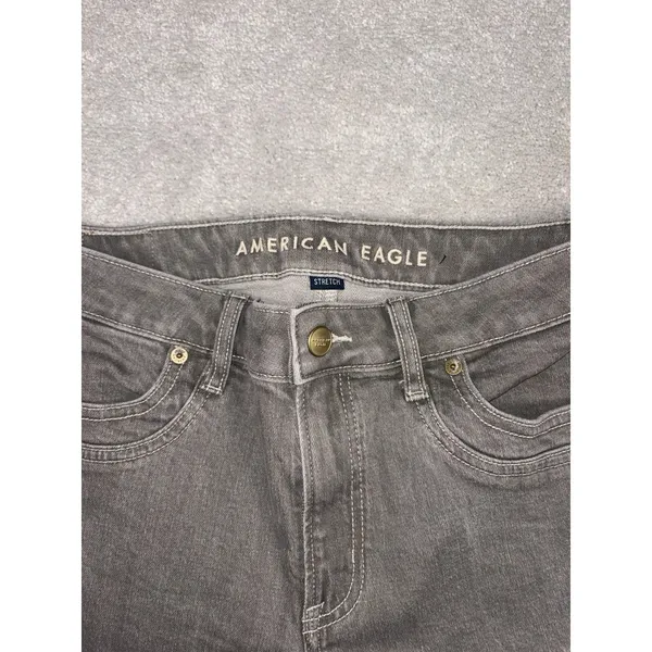 American Eagle Jeans Womens 4 Gray Stovepipe High Rise Straight Leg Stretch‎ - Image 3