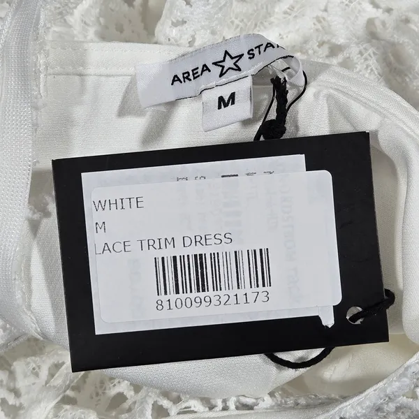 Area‎ Stars White Lace Trim Dress Medium NWT Crochet Boho Coquette Mini - Image 4