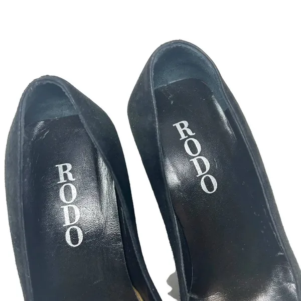 RODO Black Square Snakeskin Toe Western Style Heels‎ Size 35 / US 5 - Image 7