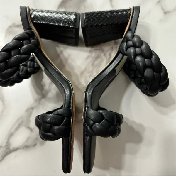 DOLCE VITA Paily Braided Slide-on Mule Sandal Heels Sz 6 Black Vaca Party - Image 10