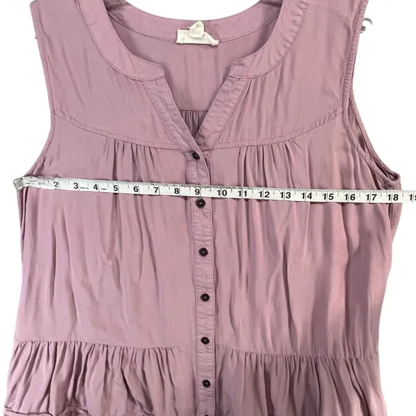 Entro Tunic Tank‎ Top Womens S Pink Sleeveless Button Down Tiered Soft Babydoll - Image 6