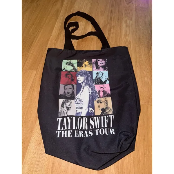 Taylor Swift The Eras Tour Black Canvas Tote Bag North American Dates Swiftie - Image 2