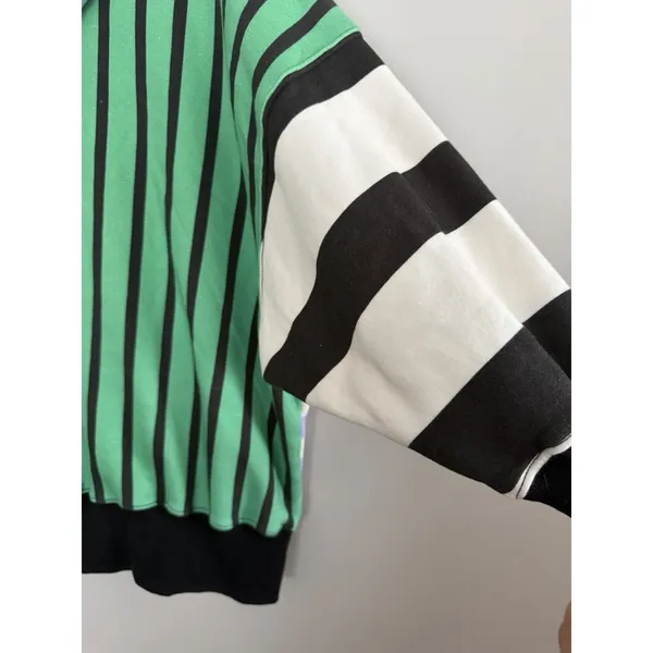 Free People Movement Free "Sprint To The Finish" Hoodie Green Stripe Women's Med - Image 9