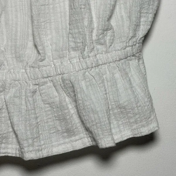 White Smocked Crochet Trim Peplum Crop‎ Tank Top Women XS - Image 6