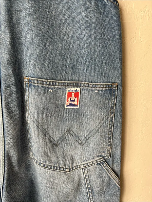 Wrangler Casey Jones Denim Western In Control Wide Leg Denim Overalls Size small - Image 7
