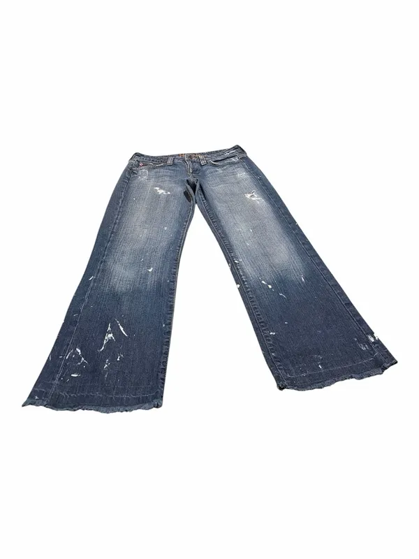 Hippie Vintage Y2K Paint Splatter Straight Leg Jeans Size 29 100% Cotton Raw Hem - Image 3