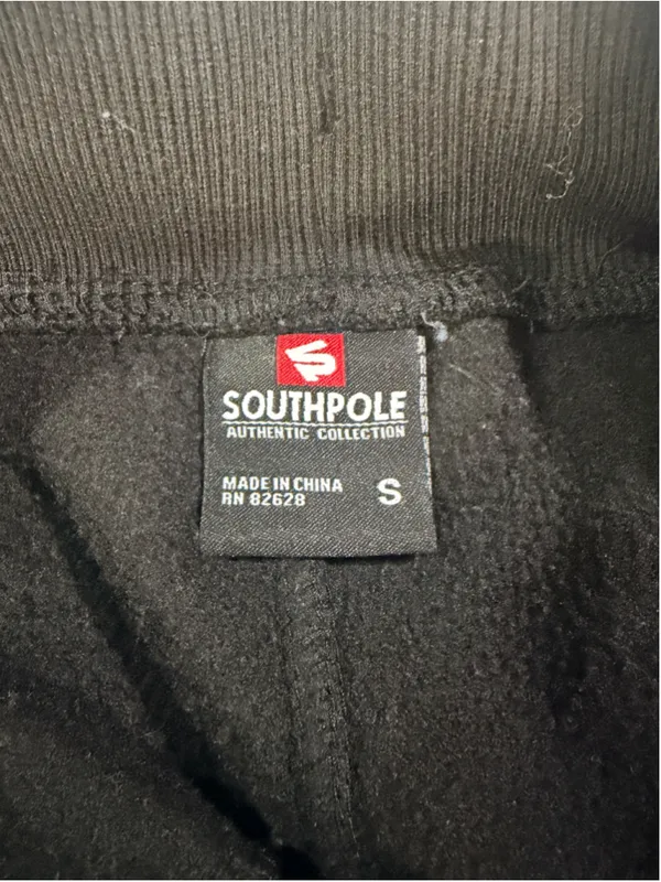 Southpole Men’s Fleece Jogger Sweatpants Contrast Drawstring Pockets Black Small - Image 4