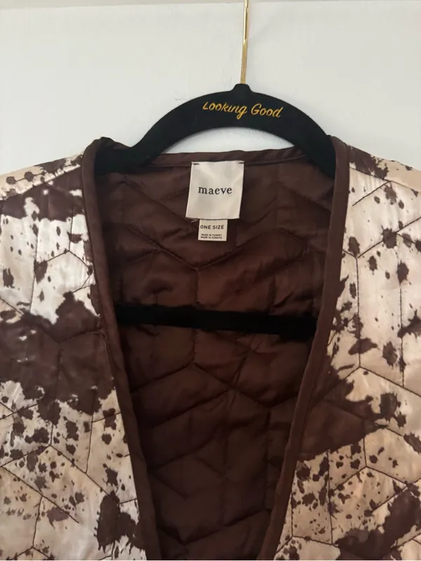 Maeve Cream Quilted Jacket with Brown Splatter - Image 4