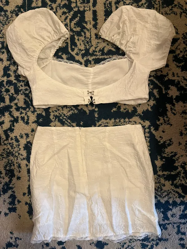 Edikted White Two Piece Skirt Set - Image 2