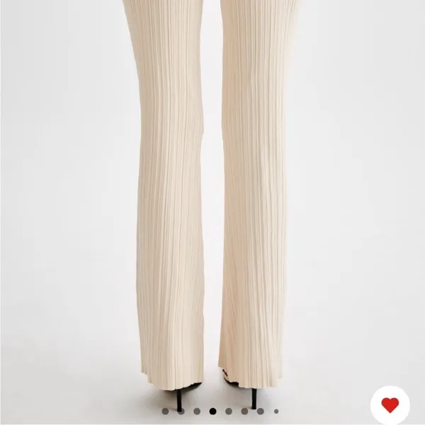 MESHKI chaira straight leg rib‎ knit pants size XS cream - Image 2