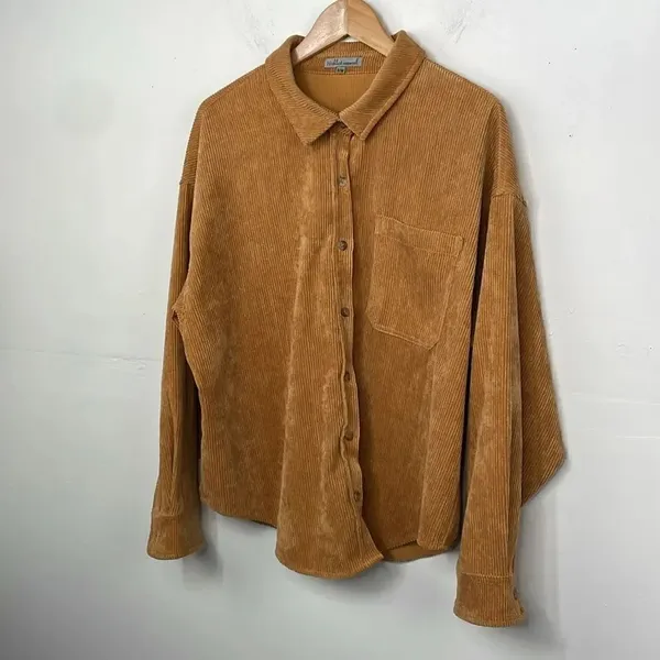 Wishlist Apparel Corduroy Mustard Color Schaket with Doleman sleeves S/Medium - Image 3