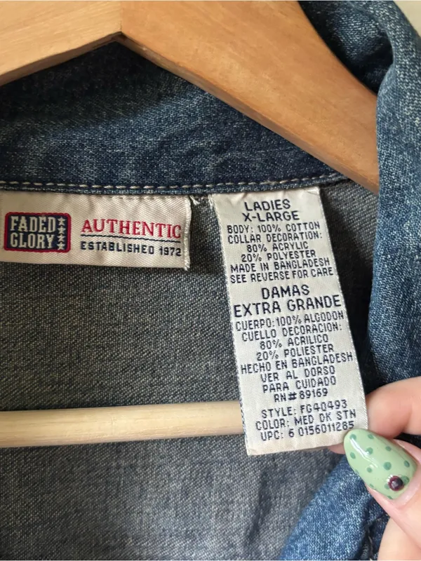 Faded Glory Button Up Denim Trench Coat - Image 3