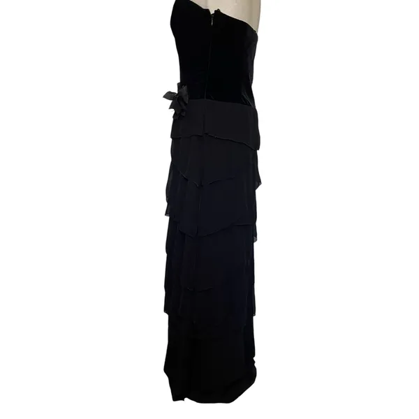 Xscape Joanna Chen Velvet Chiffon Strapless Dress 12 Prom Glam Goth Drop Waist - Image 14