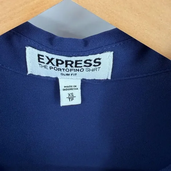 Express women’s the portofino navy slim fit long sleeve tie cuff blouse size XS - Image 3