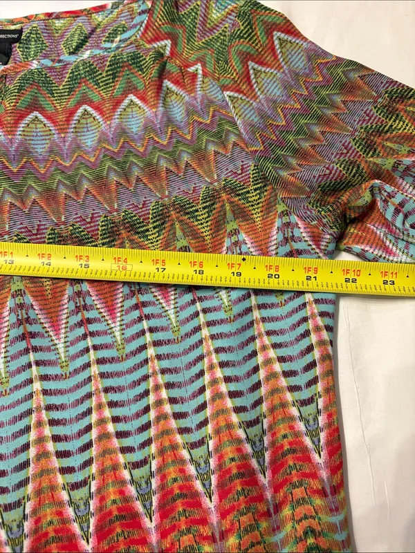 new directions Multicolor Zigzag Tie-Neck Women’s Tunic SZ L - Image 8