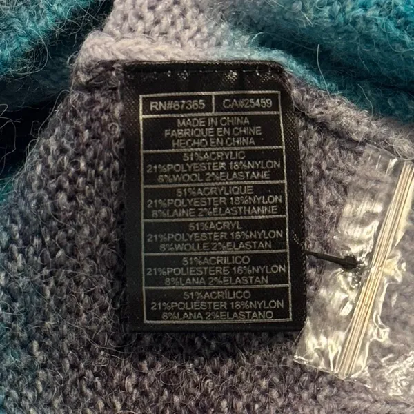 NWT BB Dakota Sweater Wool Boho Cozy Casual Fuzzy Casual Ombre‎ Stripe Blue XXL - Image 6